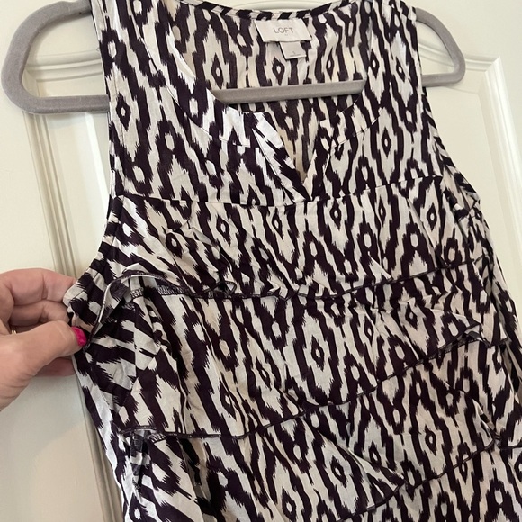 Loft Dark Purple & White Aztec Design, Cotton summer Blouse women’s SZ Small - Picture 8 of 14